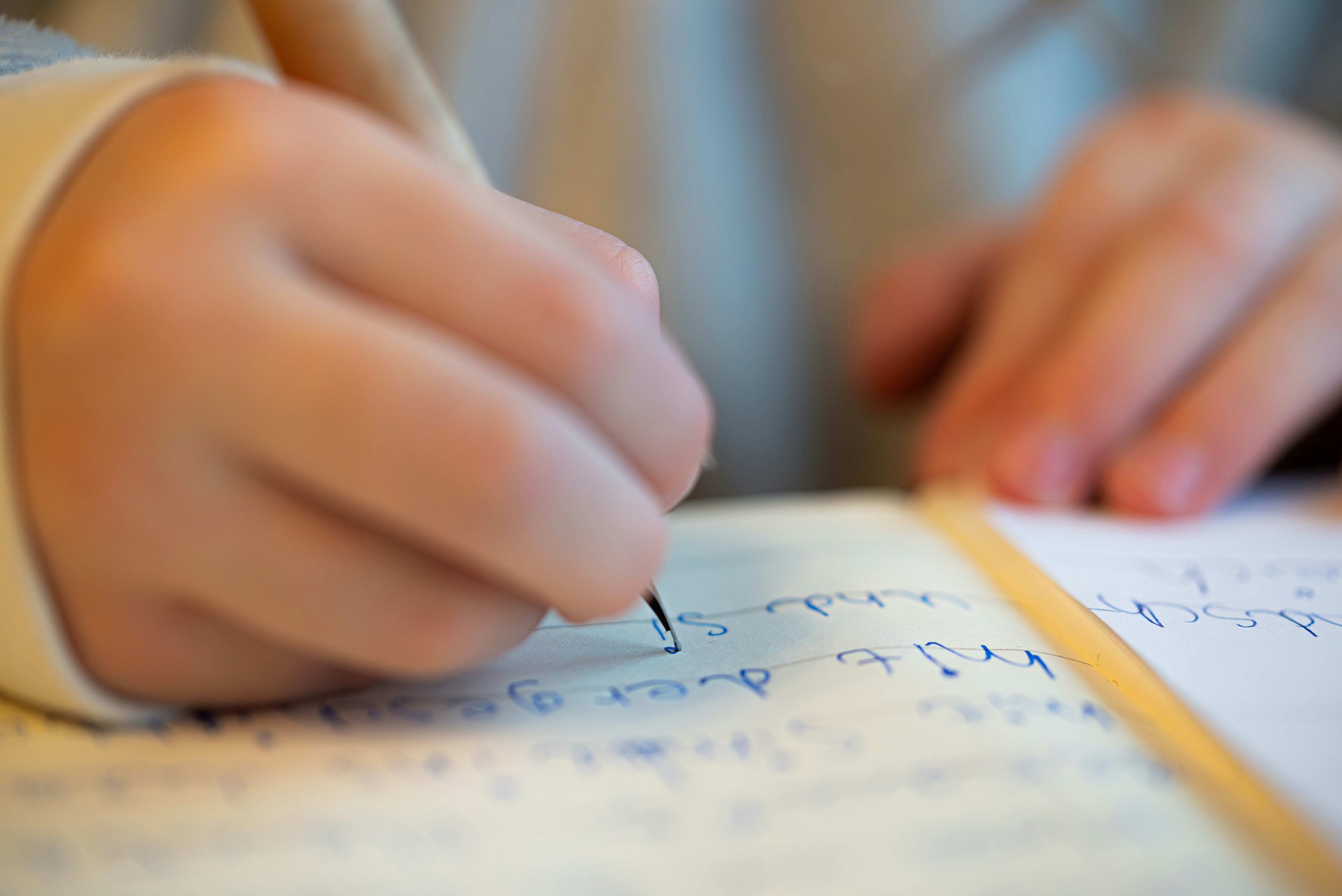 Child practising writing