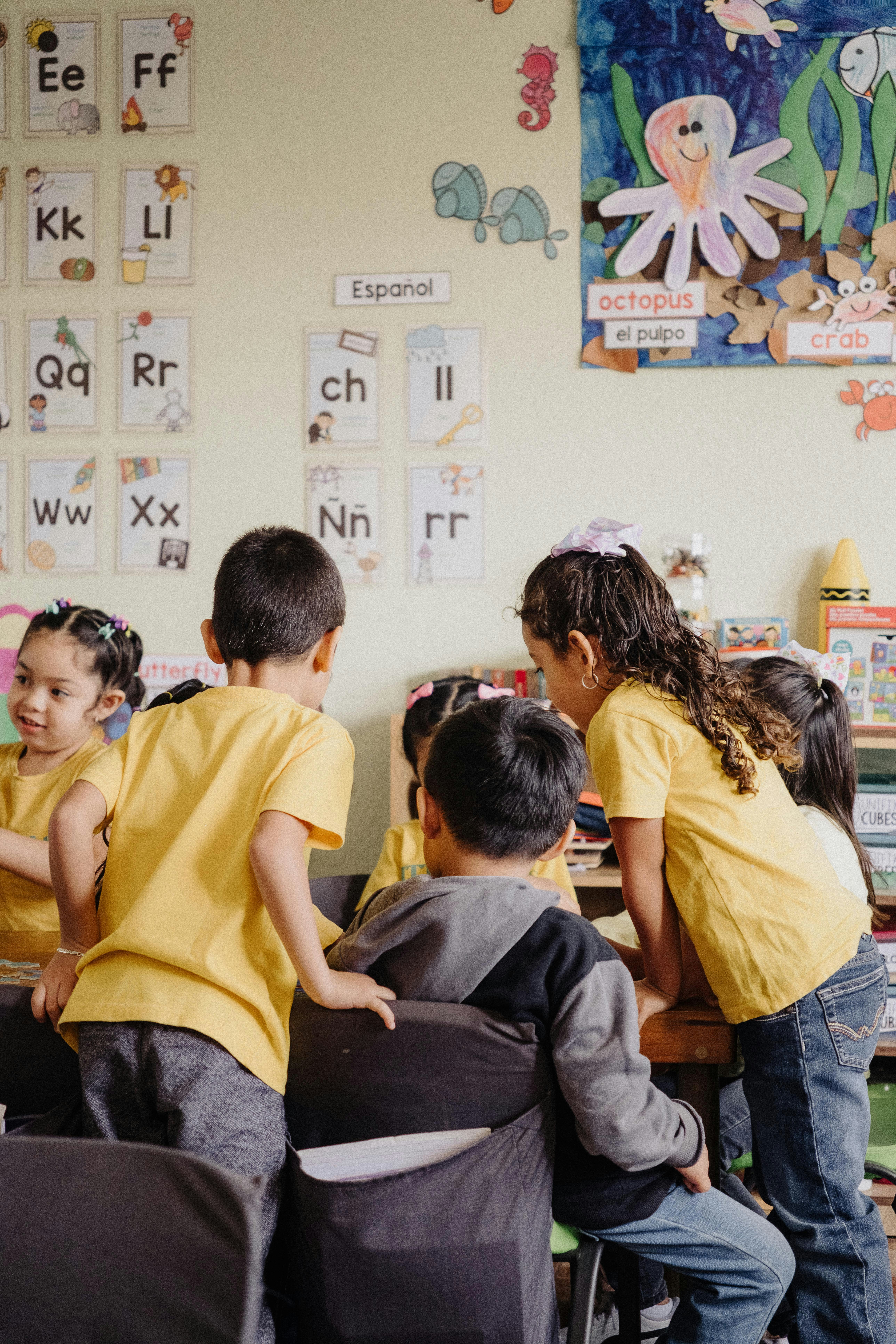 Children learning phonics in class